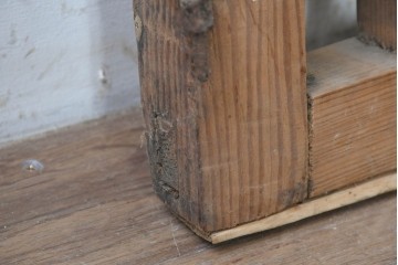 中国アンティーク建具　1900年頃　李朝風の端正なマス目格子が美しい窓2枚(1対)セット　(R-088457)