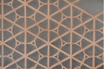 ヴィンテージ建具　昭和中期から昭和後期　両面ガラス　繊細な組子細工が目を引く欄間1枚　(R-088463)