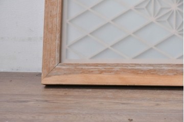 ヴィンテージ建具　昭和後期　両面ガラス　繊細な組子細工が美しい欄間1枚　(R-088465)