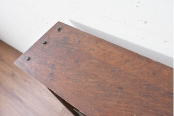 イギリスアンティーク　オーク材　クラシカルな佇まいのシューズラック　(R-088470)