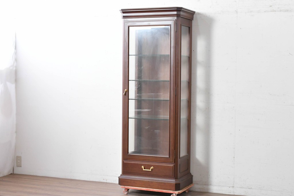 中古　美品　maruni(マルニ木工)　地中海シリーズ　照明付きでコレクションを美しく魅せるキュリオケース64　定価約33万円　(R-088474)