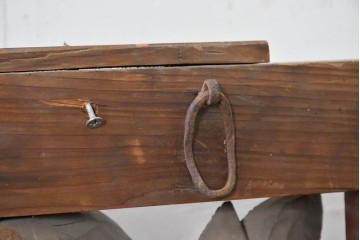アンティーク建具　江戸から明治期　獅子と牡丹　寺社仏閣で使われていた木彫りの欄間1枚　(R-088476)