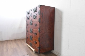 中古　岩谷堂箪笥　重厚な金具と美しい木目が印象的な衣装箪笥　(R-088478)