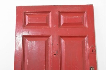 イギリスアンティーク建具　1930年頃　鮮やかな赤色が目を引くペイントドア1枚　(R-088483)