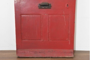 イギリスアンティーク建具　1930年頃　鮮やかな赤色が目を引くペイントドア1枚　(R-088483)