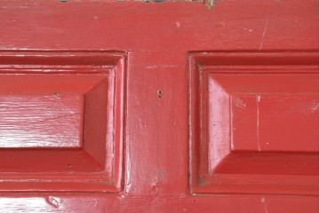 イギリスアンティーク建具　1930年頃　鮮やかな赤色が目を引くペイントドア1枚　(R-088483)
