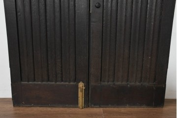 アンティーク建具　フランス　オーク材　水面のようなステンドグラスが印象的な両開きドア2枚(1対)セット　(R-088487)
