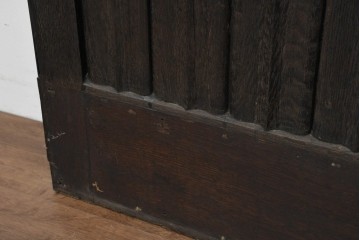 アンティーク建具　フランス　オーク材　水面のようなステンドグラスが印象的な両開きドア2枚(1対)セット　(R-088487)