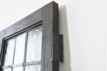 アンティーク建具　フランス　オーク材　水面のようなステンドグラスが印象的な両開きドア2枚(1対)セット　(R-088487)