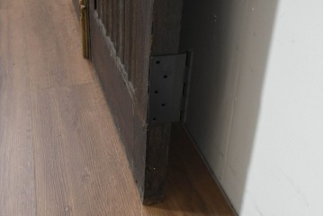 アンティーク建具　フランス　オーク材　水面のようなステンドグラスが印象的な両開きドア2枚(1対)セット　(R-088487)