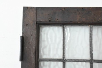 アンティーク建具　フランス　オーク材　水面のようなステンドグラスが印象的な両開きドア2枚(1対)セット　(R-088487)