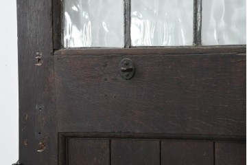 アンティーク建具　フランス　オーク材　水面のようなステンドグラスが印象的な両開きドア2枚(1対)セット　(R-088487)