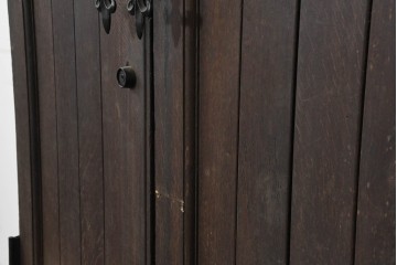 アンティーク建具　フランス　オーク材　水面のようなステンドグラスが印象的な両開きドア2枚(1対)セット　(R-088487)