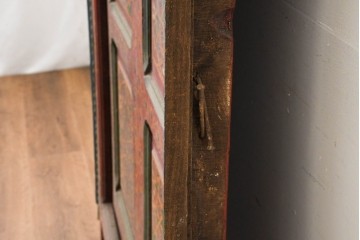 アンティーク建具　モロッコ　幾何学模様がオリエンタルな枠付き両開きドア1枚　(R-088488)