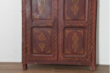 アンティーク建具　モロッコ　幾何学模様がオリエンタルな枠付き両開きドア1枚　(R-088488)