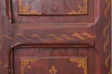 アンティーク建具　モロッコ　幾何学模様がオリエンタルな枠付き両開きドア1枚　(R-088488)