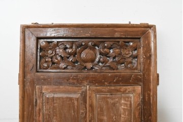 アジアンヴィンテージ建具　異国情緒あふれる枠付き窓1枚　(R-088495)