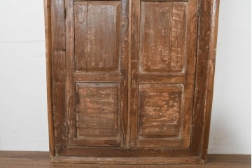 アジアンヴィンテージ建具　異国情緒あふれる枠付き窓1枚　(R-088495)