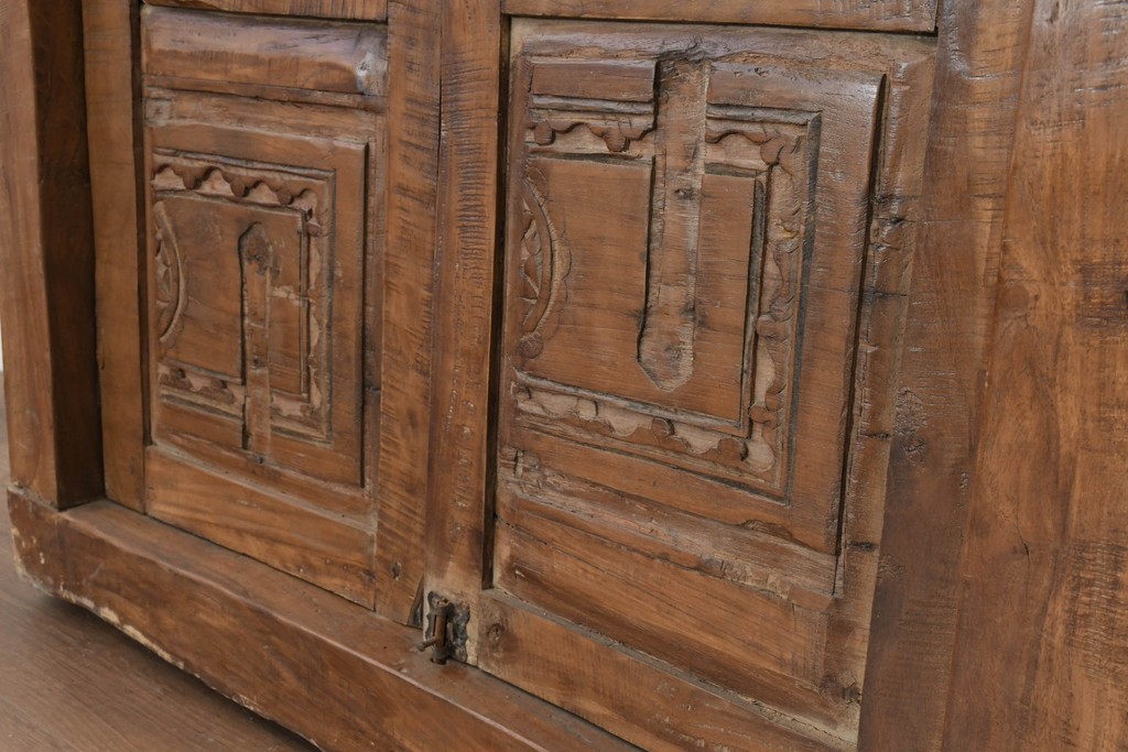 アジアンヴィンテージ建具　異国情緒あふれる枠付き窓1枚　(R-088495)