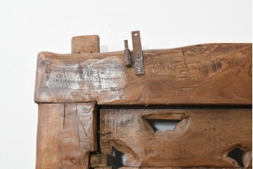 アジアンアンティーク建具　異国情緒あふれる枠付き窓1枚　(R-088496)