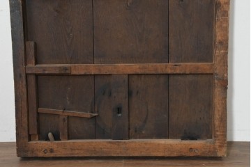 アンティーク建具　明治から大正期　希少デザイン!　竹格子の繊細な意匠と存在感のある鉄金具が調和した蔵戸1枚　(R-088506)