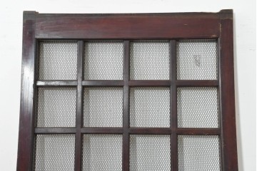 アンティーク建具　明治から大正期　上手物!!　総欅(ケヤキ)材　重厚な金具が目を引くきつね格子蔵戸1枚　(R-088508)
