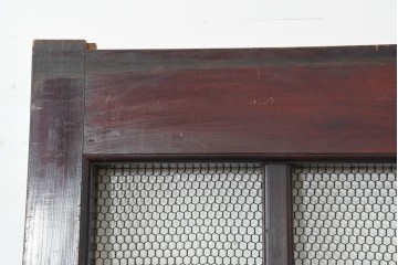 アンティーク建具　明治から大正期　上手物!!　総欅(ケヤキ)材　重厚な金具が目を引くきつね格子蔵戸1枚　(R-088508)