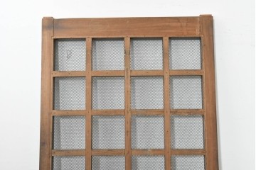 アンティーク建具　明治から大正期　上手物!!　総欅(ケヤキ)材　重厚な金具が目を引くきつね格子蔵戸1枚　(R-088508)