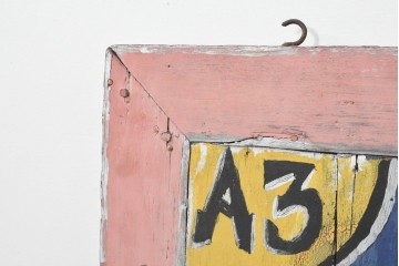 アジアンヴィンテージ　ジャワ島　A3 ANTIQUES　ハンドペイントがレトロなアンティークショップの大型看板　(R-088509)