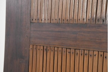 アジアンヴィンテージ建具　チーク材・竹材　エスニックな縦長パネル1枚　(R-088512)