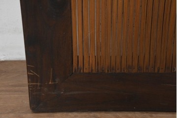 アジアンヴィンテージ建具　チーク材・竹材　エスニックな縦長パネル1枚　(R-088512)