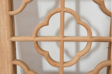 中国ヴィンテージ建具　伝統的な格子意匠が美しい格子窓2枚セット　(R-088525)