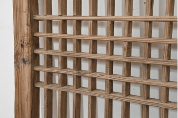中国アンティーク建具　1900年頃　李朝風建具　均整の取れた格子意匠が魅力の窓2枚(1対)セット　(R-088528)