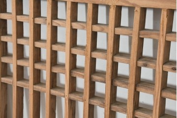 中国アンティーク建具　1900年頃　李朝風建具　均整の取れた格子意匠が魅力の窓2枚(1対)セット　(R-088528)