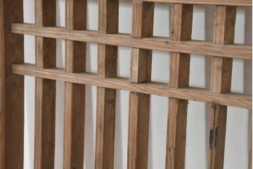 中国アンティーク建具　1900年頃　李朝風建具　花形金具がアクセントになった片開き戸2枚セット　(R-088529)