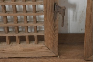 中国アンティーク建具　1900年頃　李朝風建具　花形金具がアクセントになった片開き戸2枚セット　(R-088529)