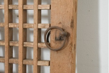 中国アンティーク建具　1900年頃　李朝風建具　花形金具がアクセントになった片開き戸2枚セット　(R-088529)