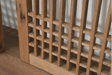中国アンティーク建具　1900年頃　李朝風建具　花形金具がアクセントになった片開き戸2枚セット　(R-088529)
