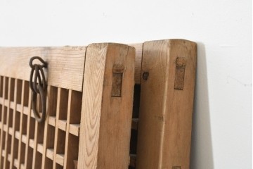 中国アンティーク建具　1900年頃　李朝風建具　花形金具がアクセントになった片開き戸2枚セット　(R-088529)