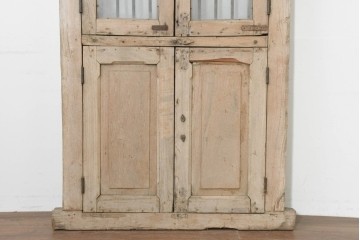 アジアンアンティーク建具　インド伝統×西洋建築の融合!　金属製縦格子付き　大型の枠付き両開き窓1枚　(R-088531)