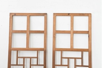 ヴィンテージ建具　1960年頃　韓国　李朝建具　幾何学デザインが目を引く明り取り2枚セット　(R-088533)