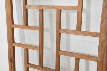 ヴィンテージ建具　1960年頃　韓国　李朝建具　幾何学デザインが目を引く明り取り2枚セット　(R-088533)
