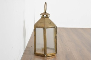 インドヴィンテージ　真鍮製　異国情緒漂うキャンドルランタン　※ディスプレイ用　(R-088536)