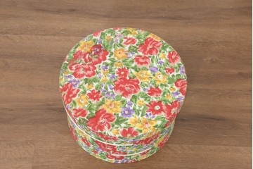 フランスヴィンテージ　花柄が華やかな入れ子式丸型クラフトボックス9個セット　(R-088543)