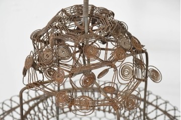 和製アンティーク　大正期から昭和初期　針金細工の吊り灯篭　※ディスプレイ用　(R-088544)
