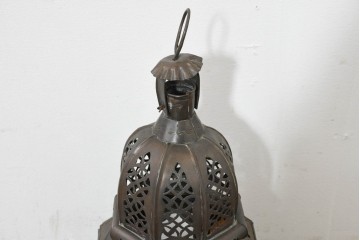 ヴィンテージ雑貨　モロッコ　エキゾチックな色ガラス入りキャンドルランタン　※ディスプレイ用　(R-088546)