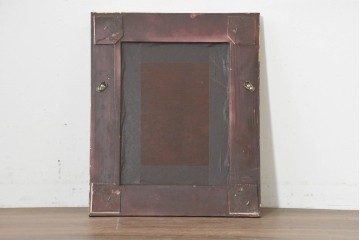 イギリスヴィンテージ　立体的なボタニカル装飾が目を引くウォールミラー　(R-088551)
