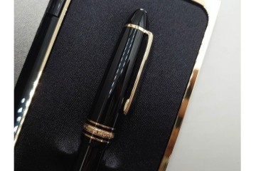 ドイツ　MONTBLANC(モンブラン)　マイスターシュテュック146　14K(14金)　艶やかなブラック軸が上品な万年筆　ケース付き　(R-088553)