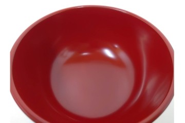 根来塗　朱塗りの御好椀揃と彩り豊かな独楽盆セット　共箱付き　(R-088560)