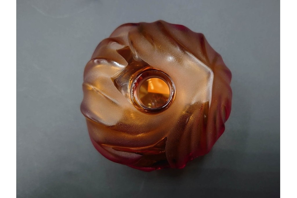 フランス　LALIQUE(ラリック)　ROYAL PALM(ロイヤルパーム)　琥珀色の濃淡が美しい花瓶2点セット　(R-088561)
